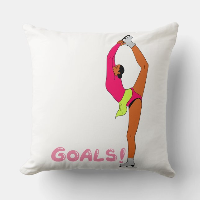 Figure Skater Performing Biellmann Spin GOALS! Cushion (Front)