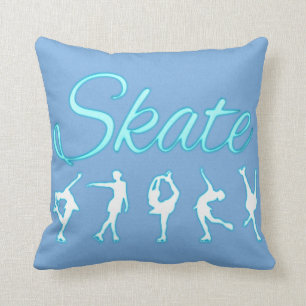 Figure Skater Pillow, Blue Background, SKATE Cushion