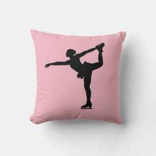 Figure Skater Pink Throw Pillow