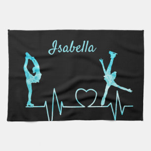 Figure Skater Towel blade heartbeat frozen blue