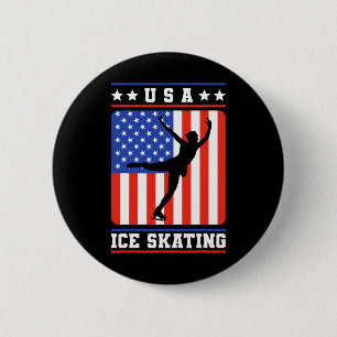 Figure Skater Usa Ice Skating 6 Cm Round Badge
