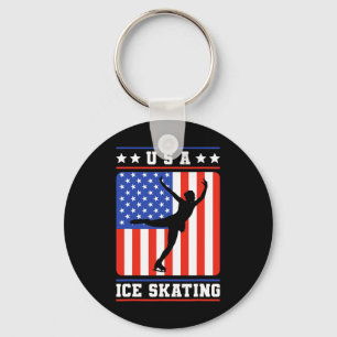 Figure Skater Usa Ice Skating Key Ring