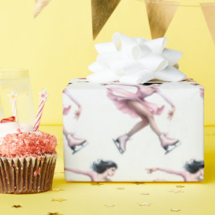 Figure Skater With Pink Ice Skates Wrapping Paper