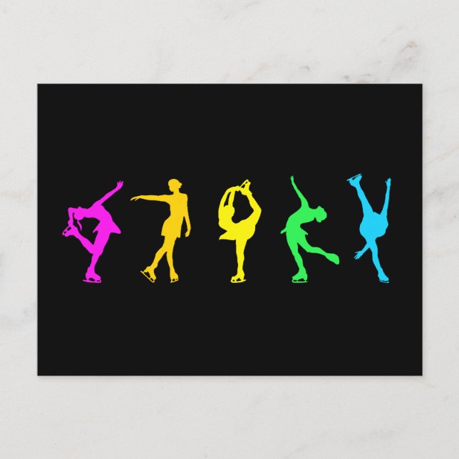Figure Skaters Pastel Rainbow Postcard (Front)