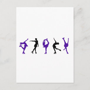 Figure Skaters - Purple & Black Postcard