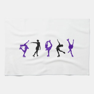 Figure Skaters - Purple & Black Tea Towel