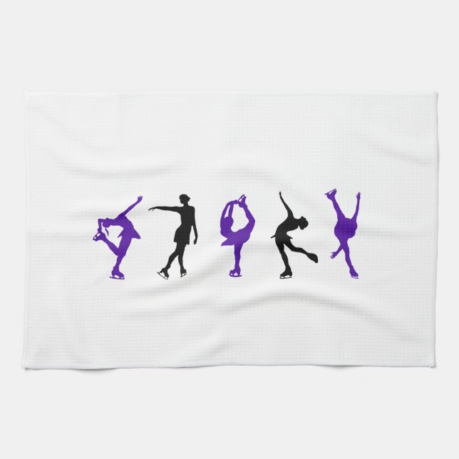 Figure Skaters - Purple & Black Tea Towel (Horizontal)