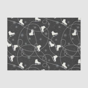 Figure Skates skating on almost black grey Tissue Paper