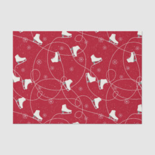 Figure Skates skating on bright red Tissue Paper