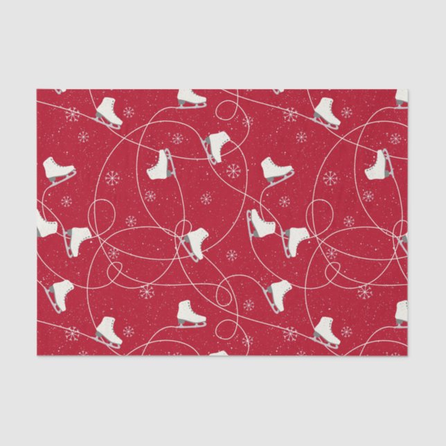 Figure Skates skating on bright red Tissue Paper (Front)