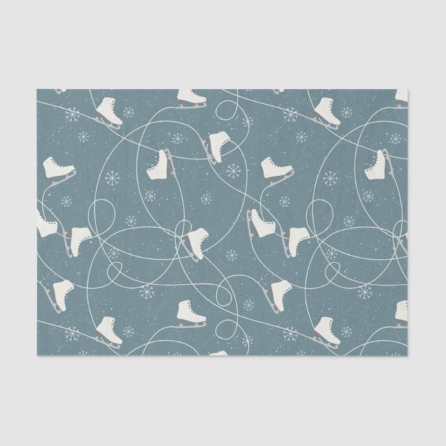 Figure Skates skating on juniper blue Tissue Paper (Front)