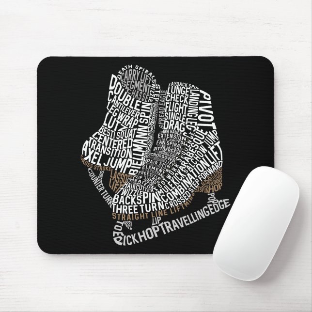 Figure Skates Word Art Ice Dance  Mouse Pad (With Mouse)