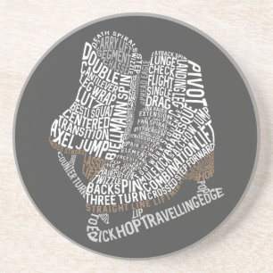 Figure Skates Word Art Ice Skating Coaster