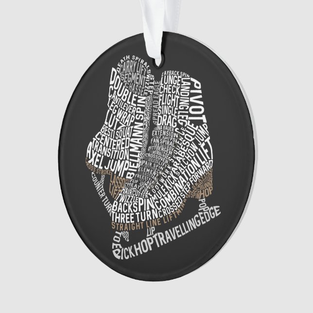Figure Skates Word Art Ice Skating Ornament (Front)