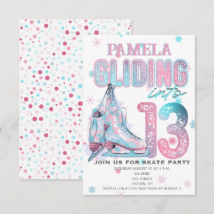 Figure Skating 13th Birthday Party invitation