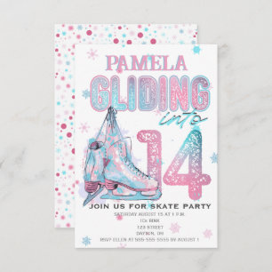 Figure Skating 14th Birthday Party invitation