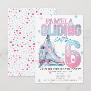 Figure Skating 6th Birthday Party invitation