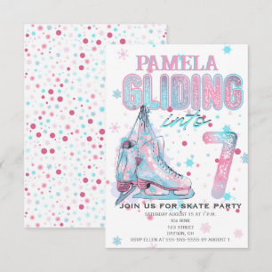 Figure Skating 7th Birthday Party invitation
