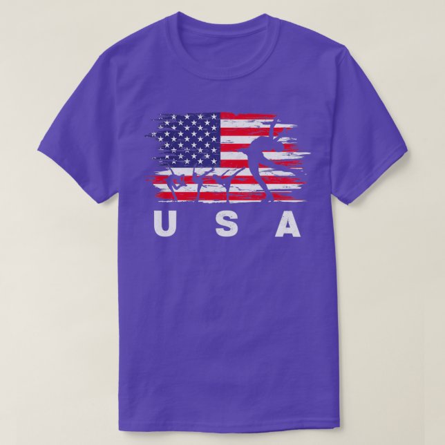 Figure Skating America Flag T-Shirt (Design Front)