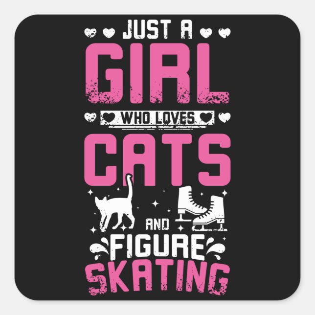 Figure Skating And Cats Square Sticker (Front)