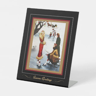 Figure Skating Art Deco Christmas Ladies Pedestal Sign