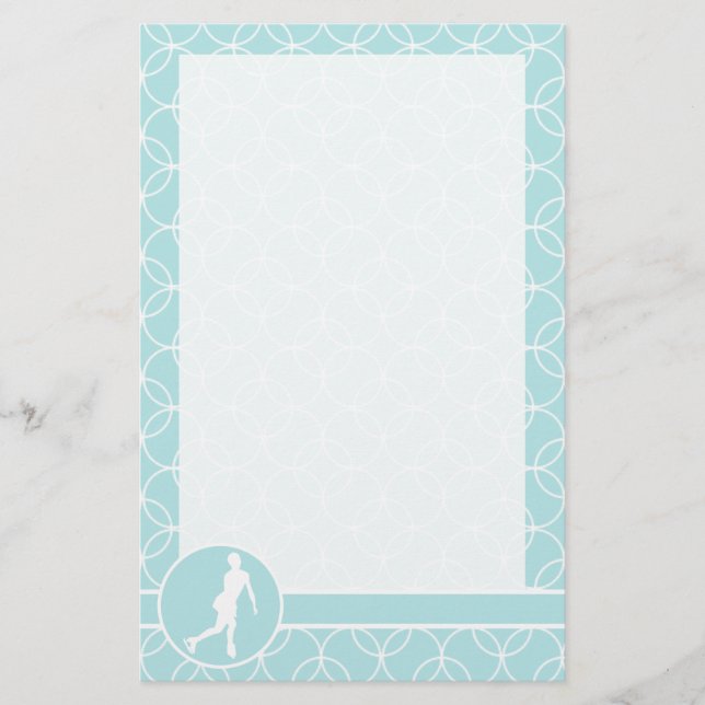 Figure Skating; Baby Blue Circles Stationery (Front)