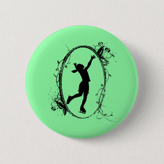 Figure Skating Button - Green Girl