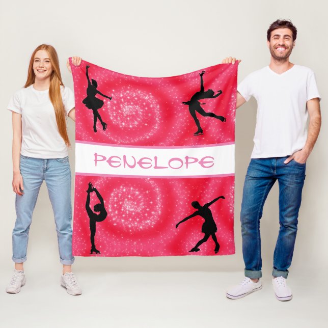 Figure Skating Cherry Swirl Fleece Blanket (In Situ)