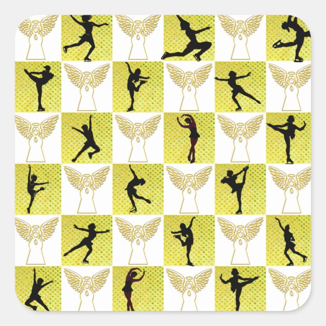 FIGURE SKATING CHRISTMAS QUEEN SQUARE STICKER (Front)