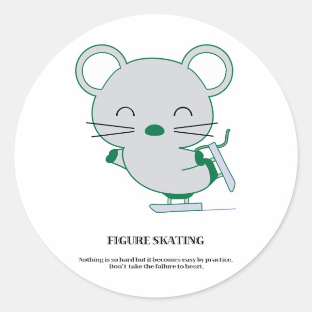 Figure skating classic round sticker (Front)
