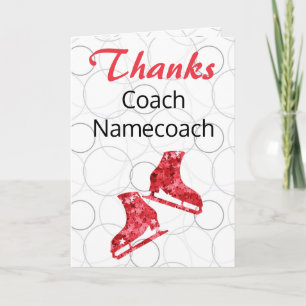 Figure skating coach thank you card - red stars