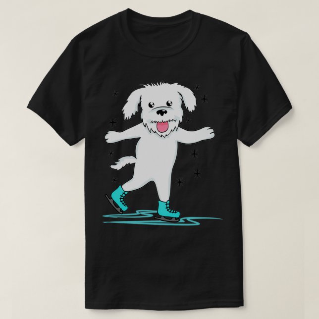 Figure Skating Dog Dogs Cute Pet T-Shirt (Design Front)