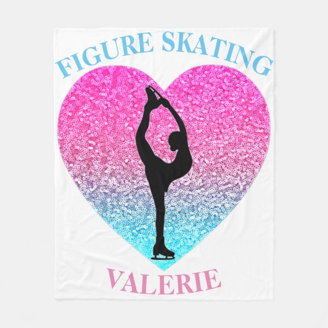 Figure Skating Fleece Blanket w/ Personalised Name (Front)