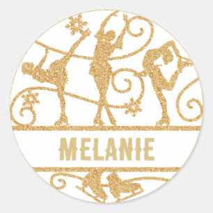 Figure Skating Girls Custom Name Classic Round Sticker