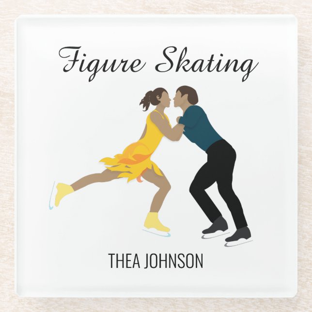Figure Skating Glass Coaster (Front)