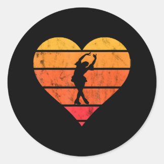 Figure Skating Heart Ice Skating Ice Skater Classic Round Sticker