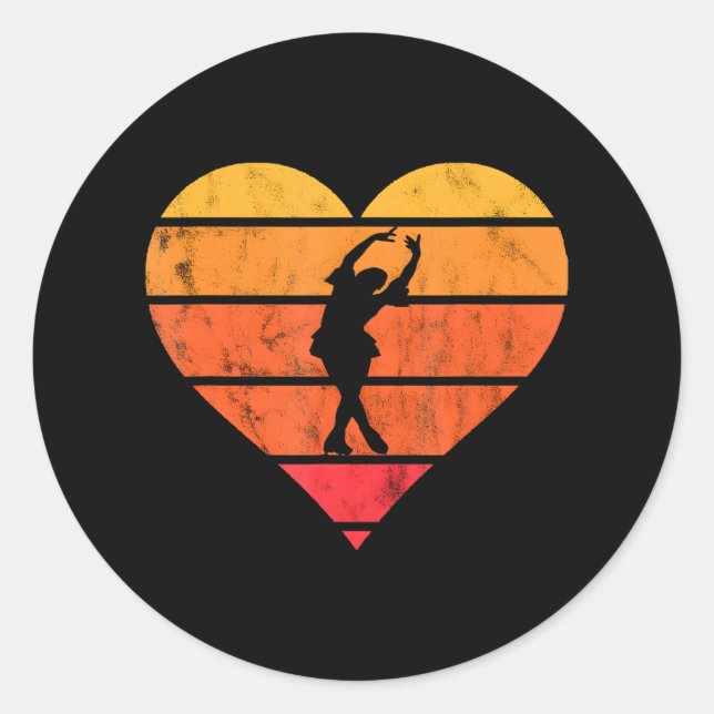 Figure Skating Heart Ice Skating Ice Skater Classic Round Sticker (Front)