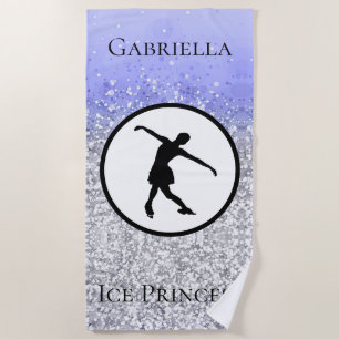 Figure Skating "Ice Princess" Sparkle Beach Towel