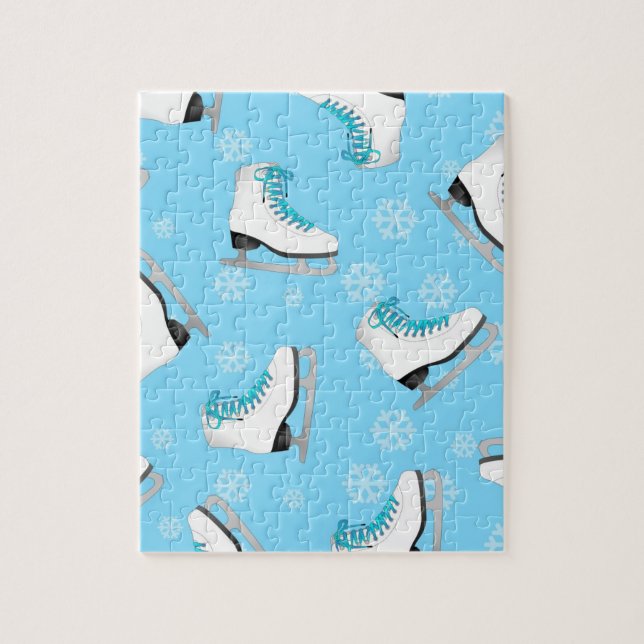Figure Skating - Ice Skates Blue with Snowflakes Jigsaw Puzzle (Vertical)