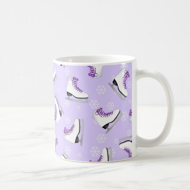 Figure Skating - Ice Skates Purple with Snowflakes Coffee Mug (Right)