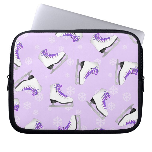 Figure Skating - Ice Skates Purple with Snowflakes Laptop Sleeve (Front)