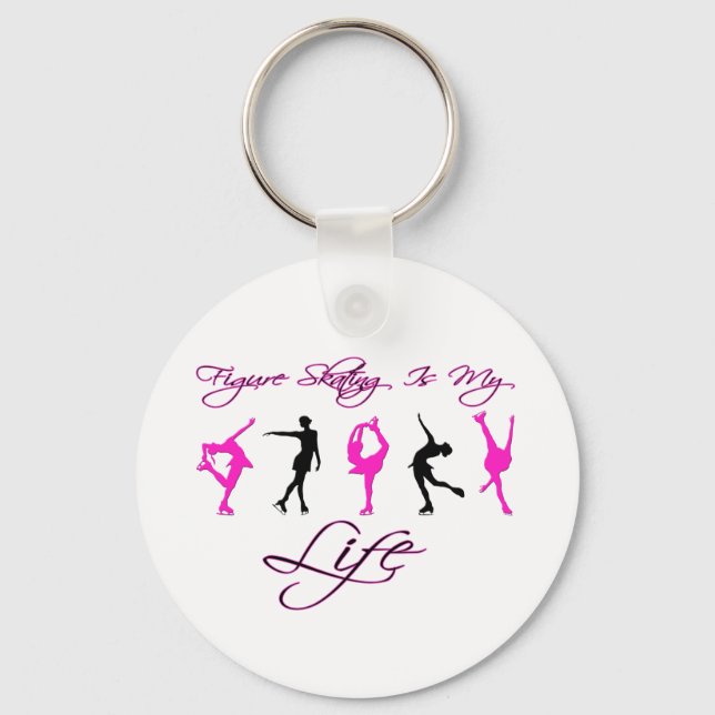 Figure Skating is My Life - PINK & BLACK Key Ring (Front)