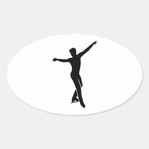 Figure skating man oval sticker