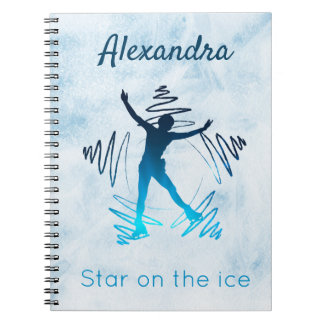 Figure skating notebook star on ice blue