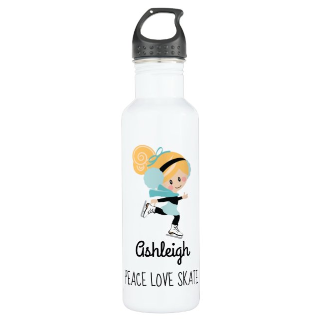 Figure Skating Peace Love Skate Blonde 710 Ml Water Bottle (Front)