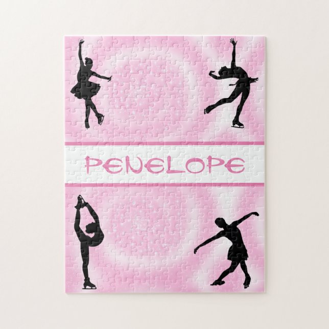 Figure Skating Pink Swirl Jigsaw Puzzle (Vertical)