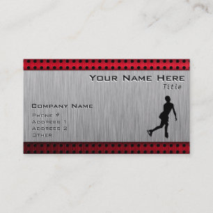 Figure Skating; Red Metal-look Business Card