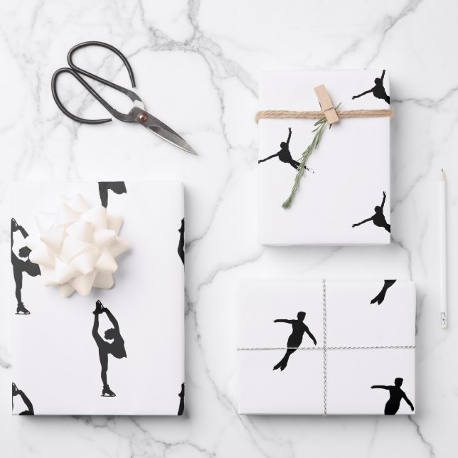 Figure skating silhouette wrapping paper set of 3  (Front)