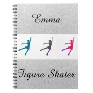 Figure Skating Silver Sparkle Notebook