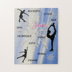Figure Skating Snowflake Typography Puzzle w/ Name